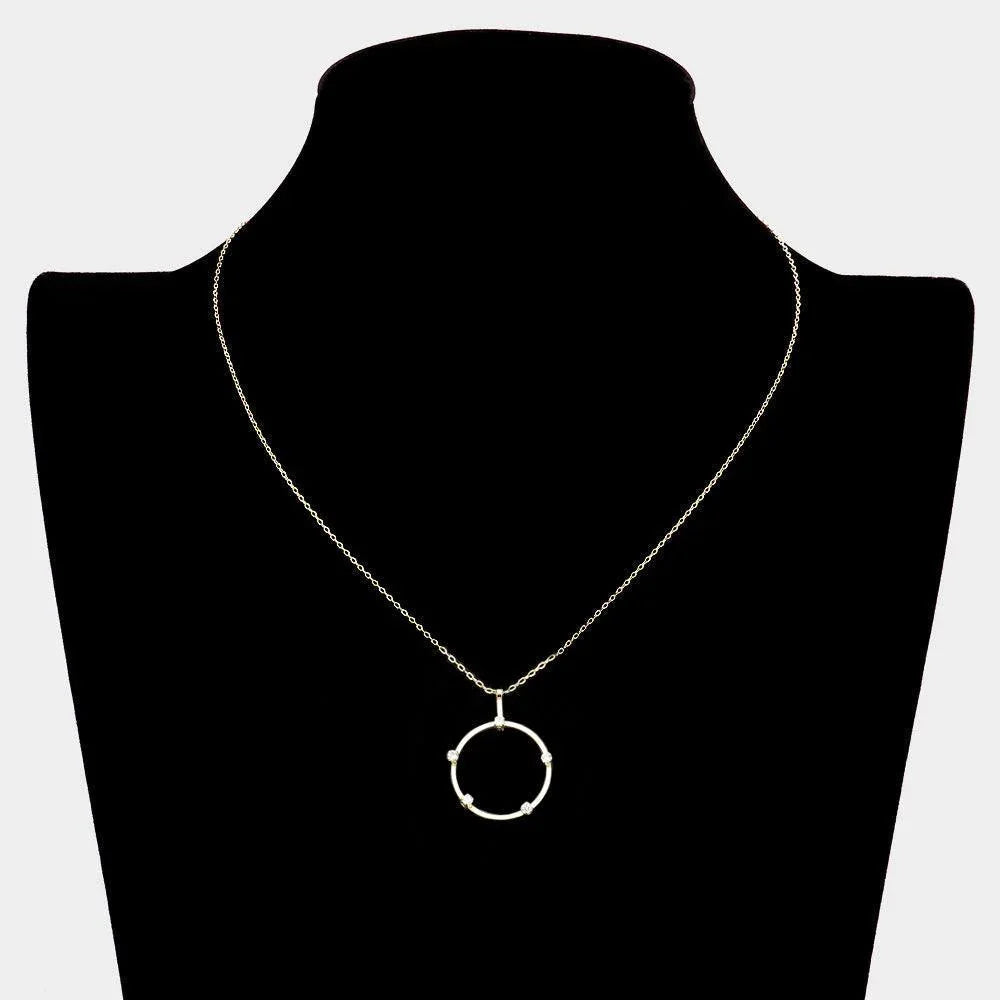 14K Gold Dipped CZ Stone Pointed Open Circle Pendant Necklace - Jewelry Store by Erik Rayo