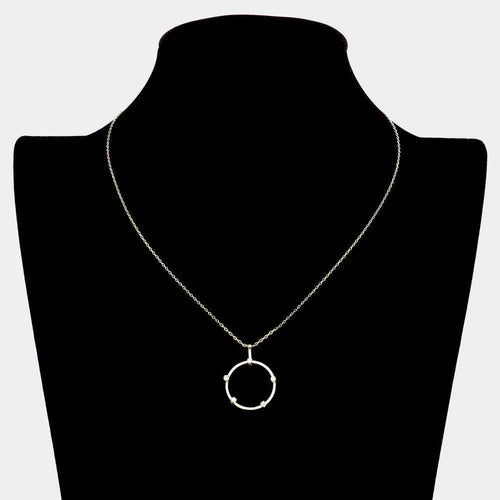 14K Gold Dipped CZ Stone Pointed Open Circle Pendant Necklace - Jewelry Store by Erik Rayo