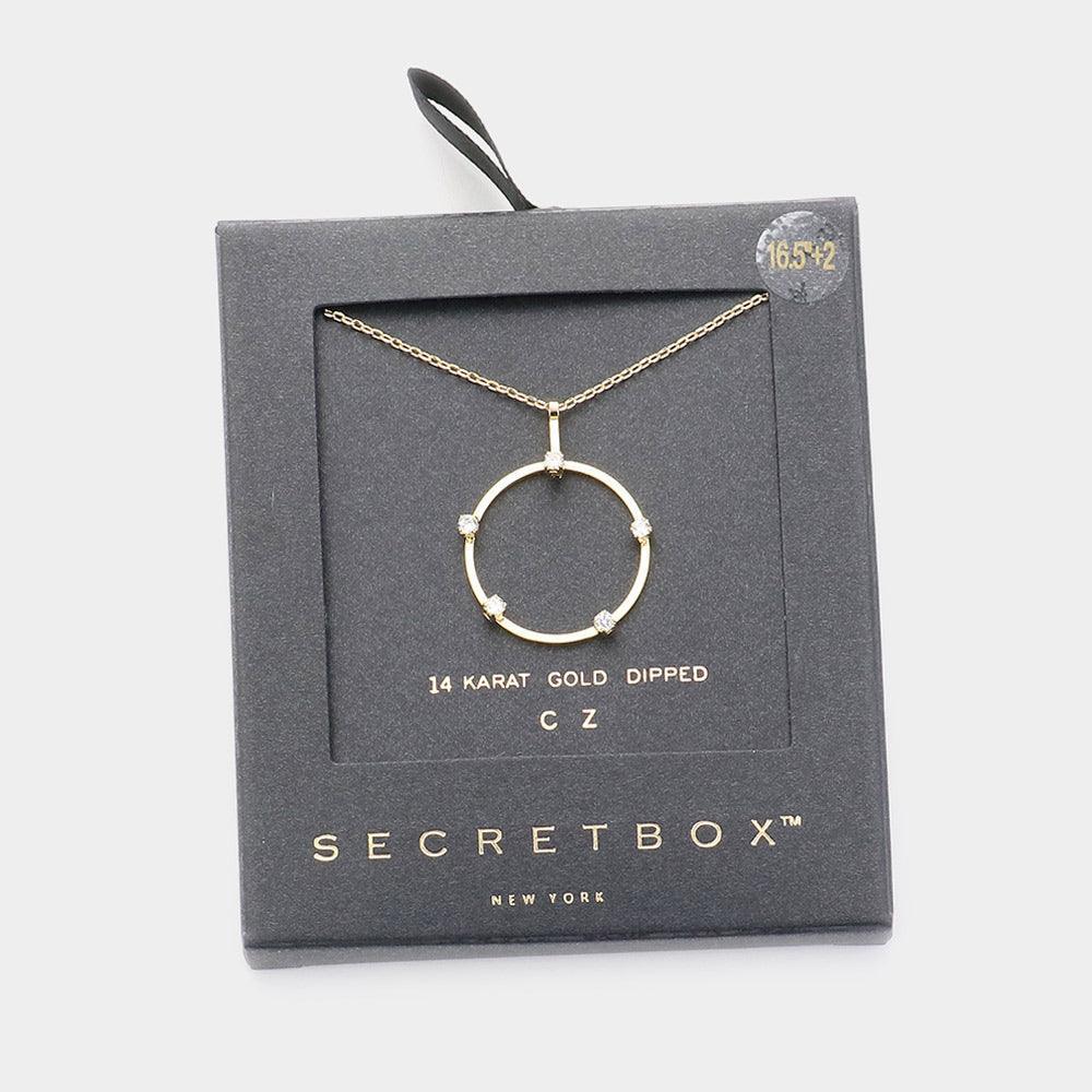 14K Gold Dipped CZ Stone Pointed Open Circle Pendant Necklace - Jewelry Store by Erik Rayo