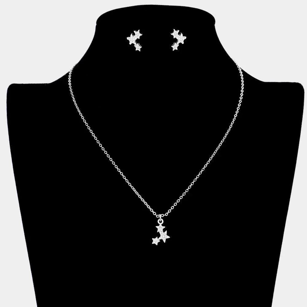 Rhinestone Embellished Triple Star Pendant Necklace - Jewelry Store by Erik Rayo