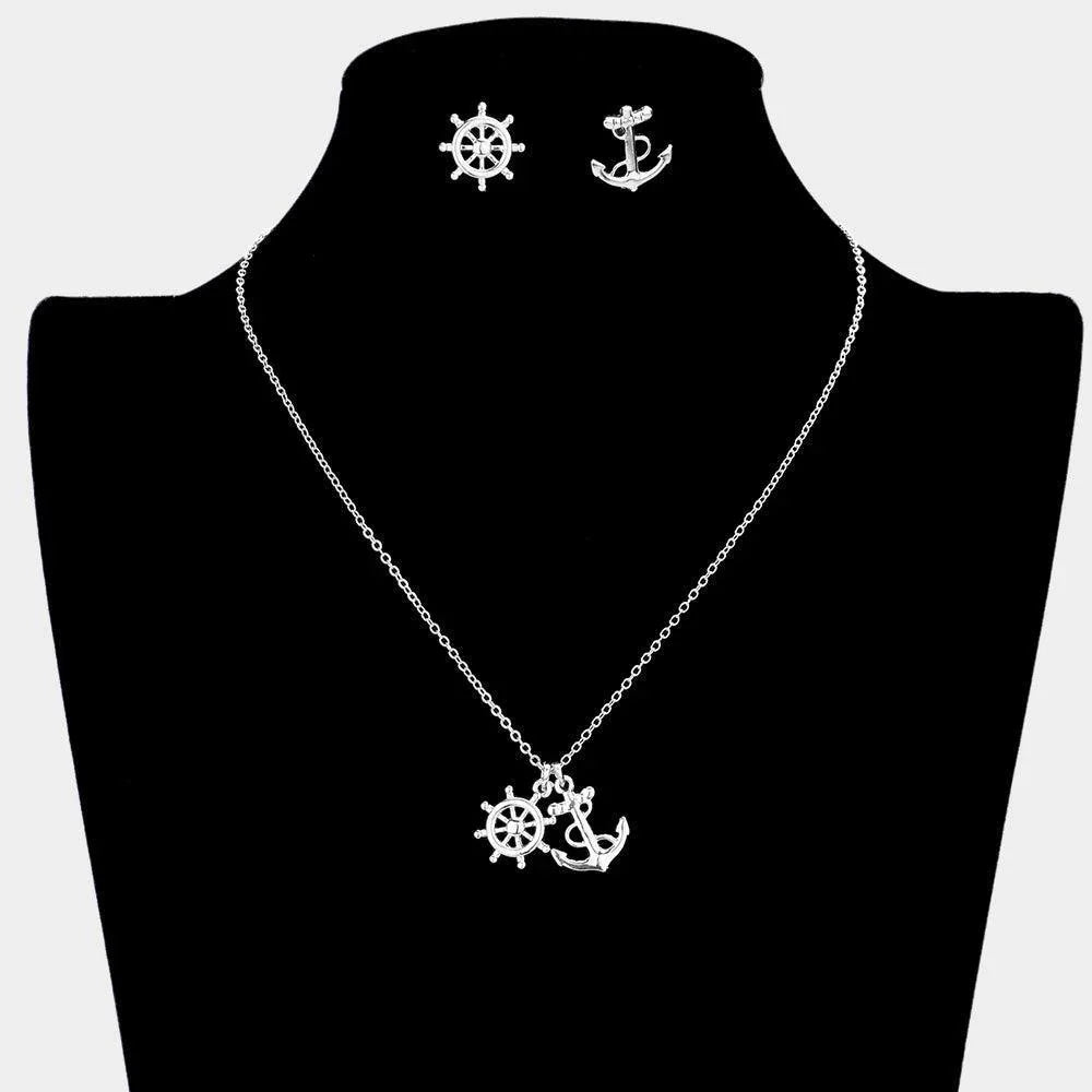 Metal Ship Wheel Anchor Pendant Necklace - Jewelry Store by Erik Rayo