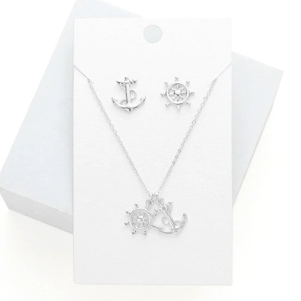 Metal Ship Wheel Anchor Pendant Necklace - Jewelry Store by Erik Rayo