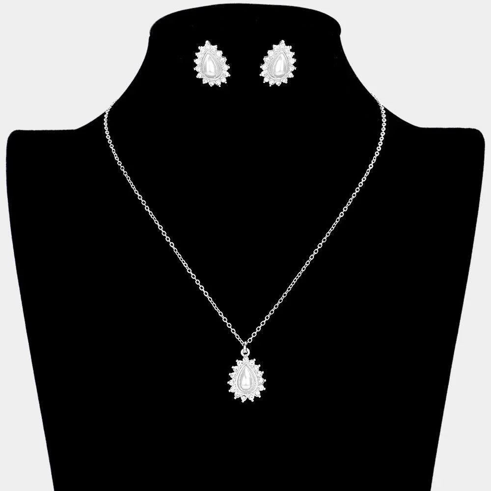 Pearl Accented Teardrop Pendant Necklace - Jewelry Store by Erik Rayo