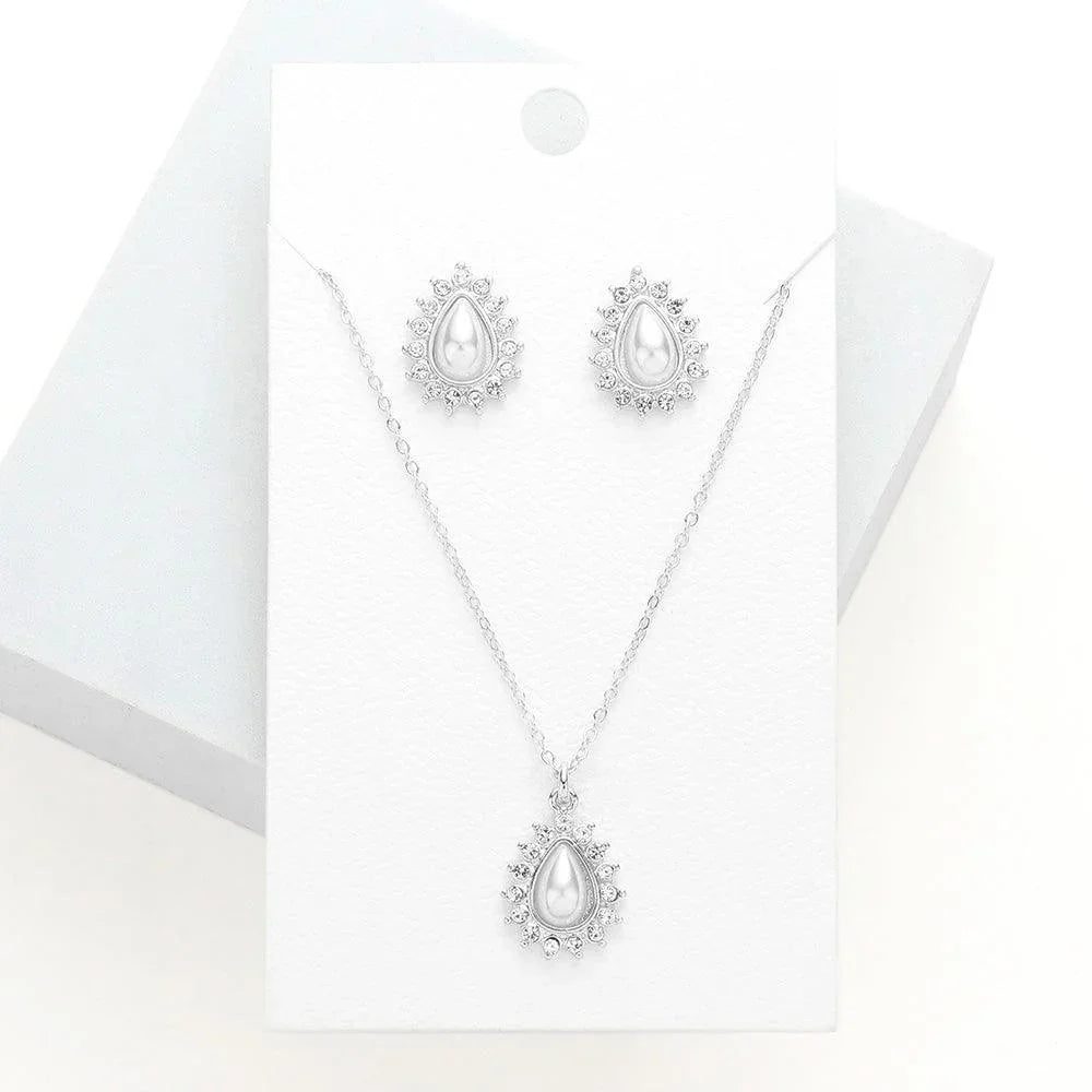 Pearl Accented Teardrop Pendant Necklace - Jewelry Store by Erik Rayo