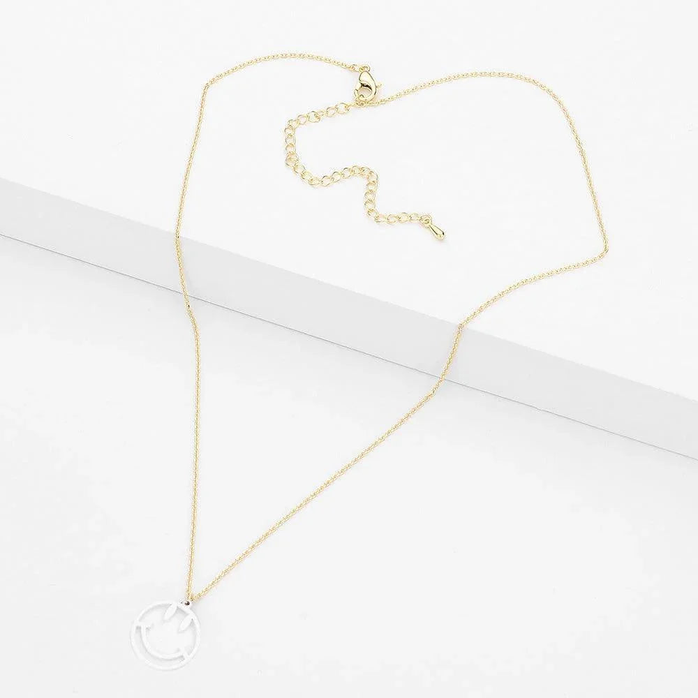 White Brass Metal Smile Pendant Necklace - Jewelry Store by Erik Rayo