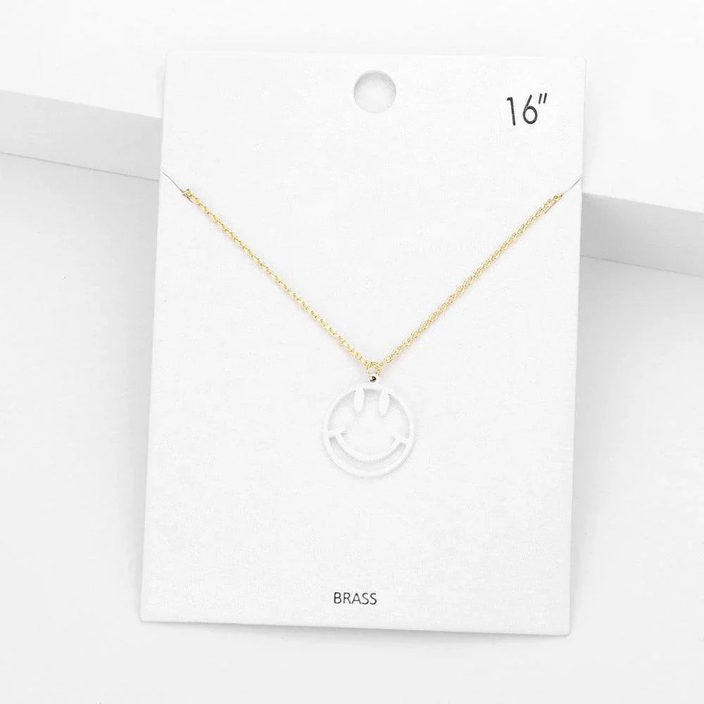 White Brass Metal Smile Pendant Necklace - Jewelry Store by Erik Rayo