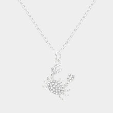 Load image into Gallery viewer, Silver Rhinestone Embellished Crab Pendant Necklace
