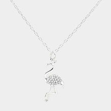 Load image into Gallery viewer, Silver Rhinestone Embellished Flamingo Pendant Necklace
