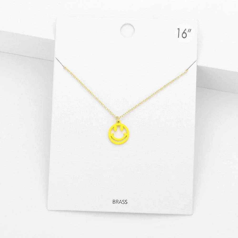 Yellow Brass Metal Smile Pendant Necklace - Jewelry Store by Erik Rayo