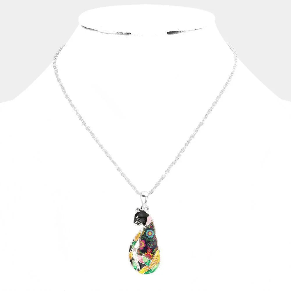 Patterned Cat Pendant Necklace - Jewelry Store by Erik Rayo