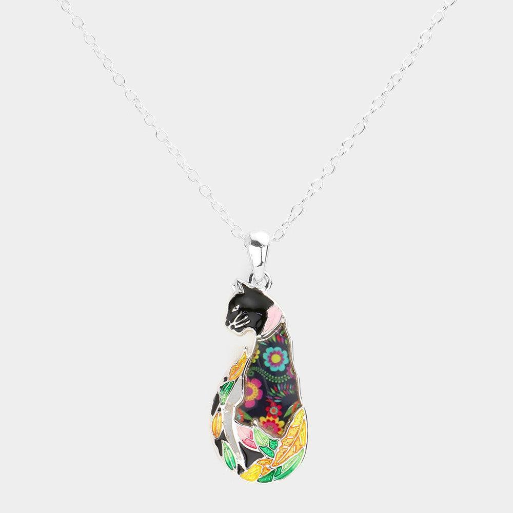 Patterned Cat Pendant Necklace - Jewelry Store by Erik Rayo