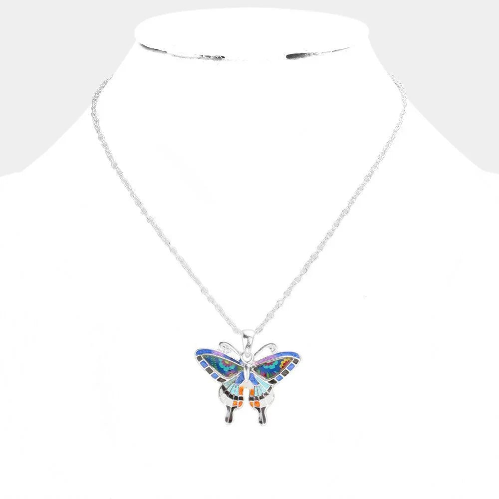 Patterned Butterfly Pendant Necklace - Jewelry Store by Erik Rayo