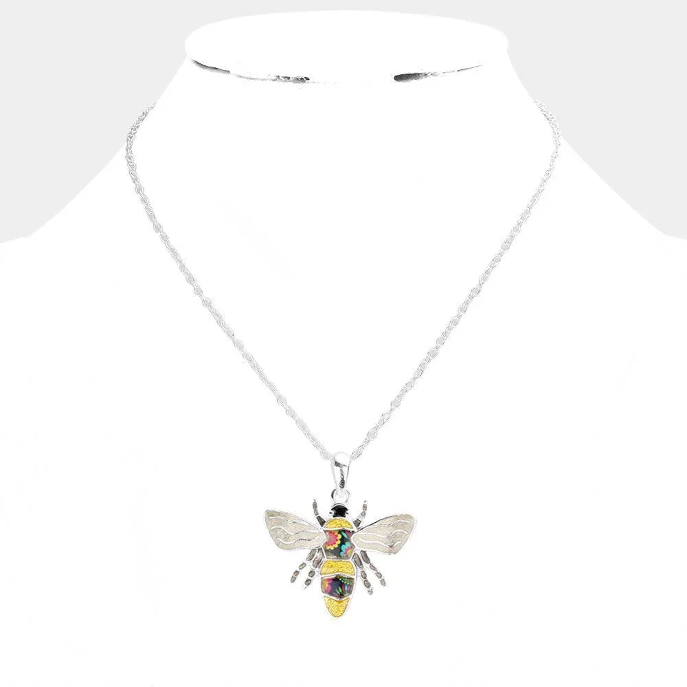 Patterned Honey Bee Pendant Necklace - Jewelry Store by Erik Rayo