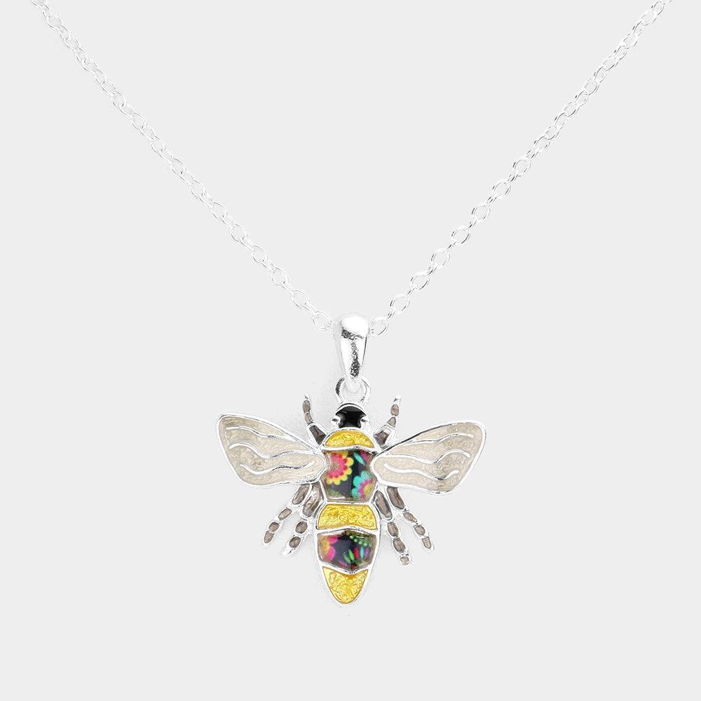 Patterned Honey Bee Pendant Necklace - Jewelry Store by Erik Rayo