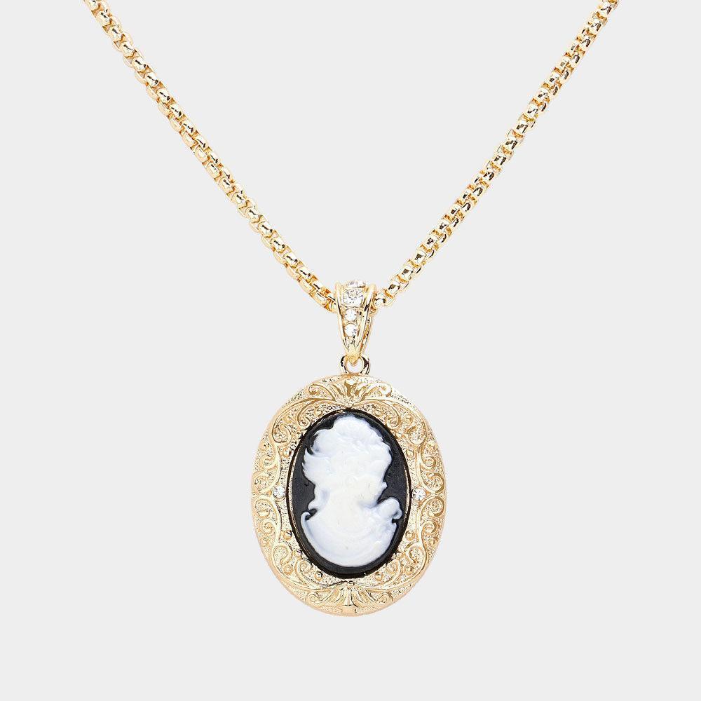 Black Cameo Pendant Necklace - Jewelry Store by Erik Rayo