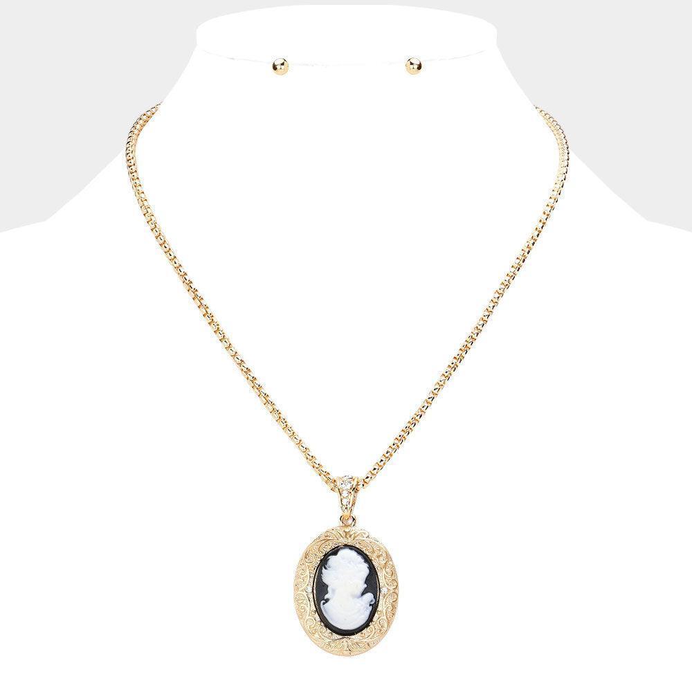 Black Cameo Pendant Necklace - Jewelry Store by Erik Rayo