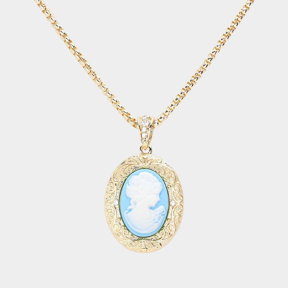 Blue Cameo Pendant Necklace - Jewelry Store by Erik Rayo