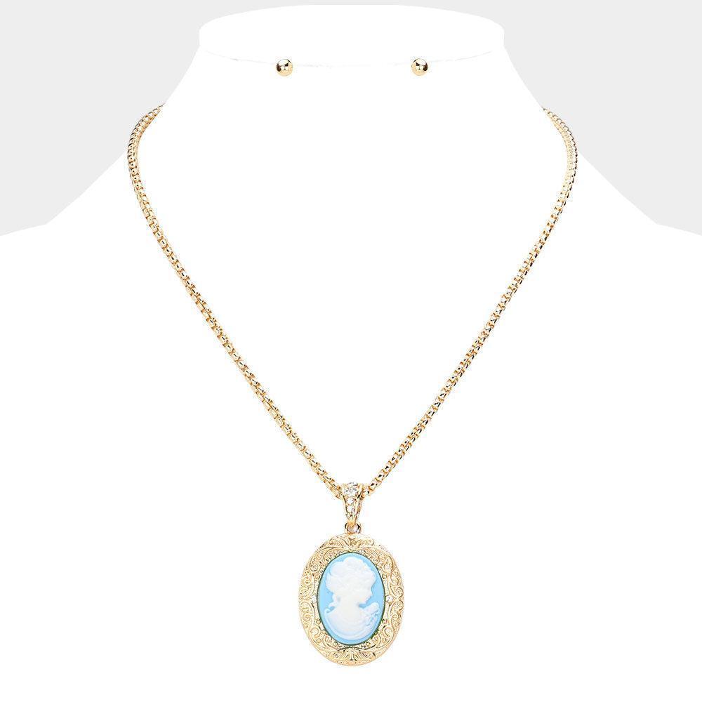 Blue Cameo Pendant Necklace - Jewelry Store by Erik Rayo