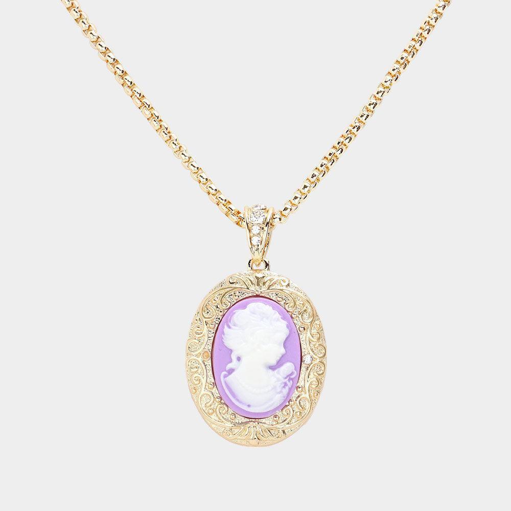 Lavender Cameo Pendant Necklace - Jewelry Store by Erik Rayo
