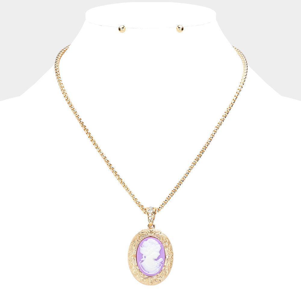 Lavender Cameo Pendant Necklace