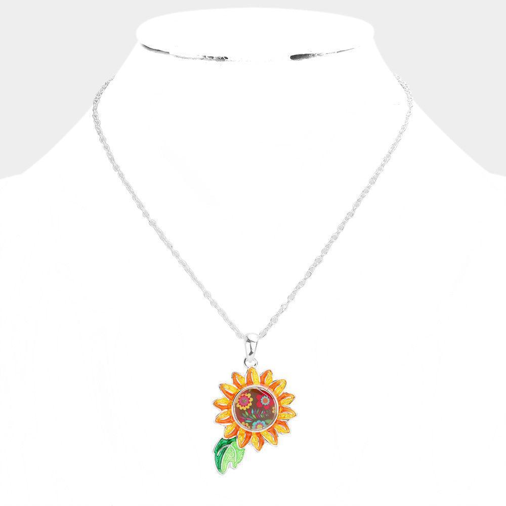 Patterned Sunflower Pendant Necklace - Jewelry Store by Erik Rayo