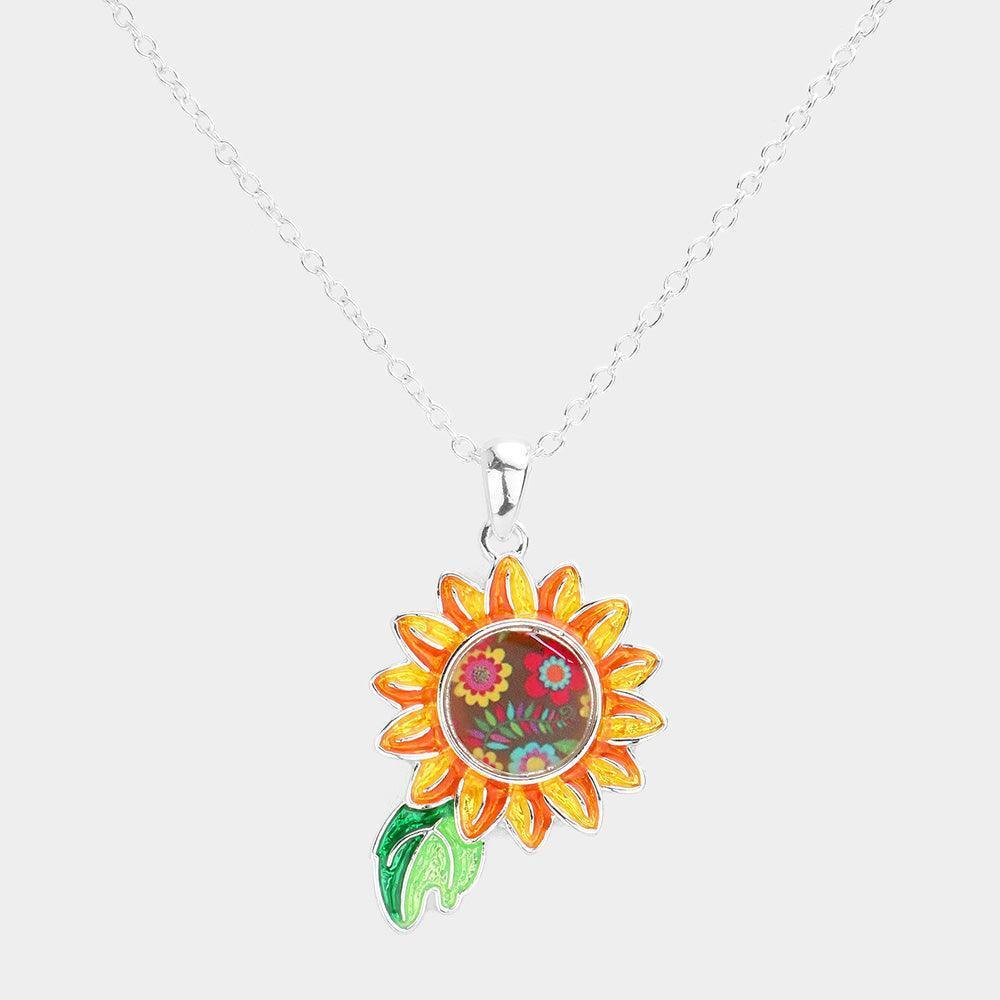 Patterned Sunflower Pendant Necklace - Jewelry Store by Erik Rayo