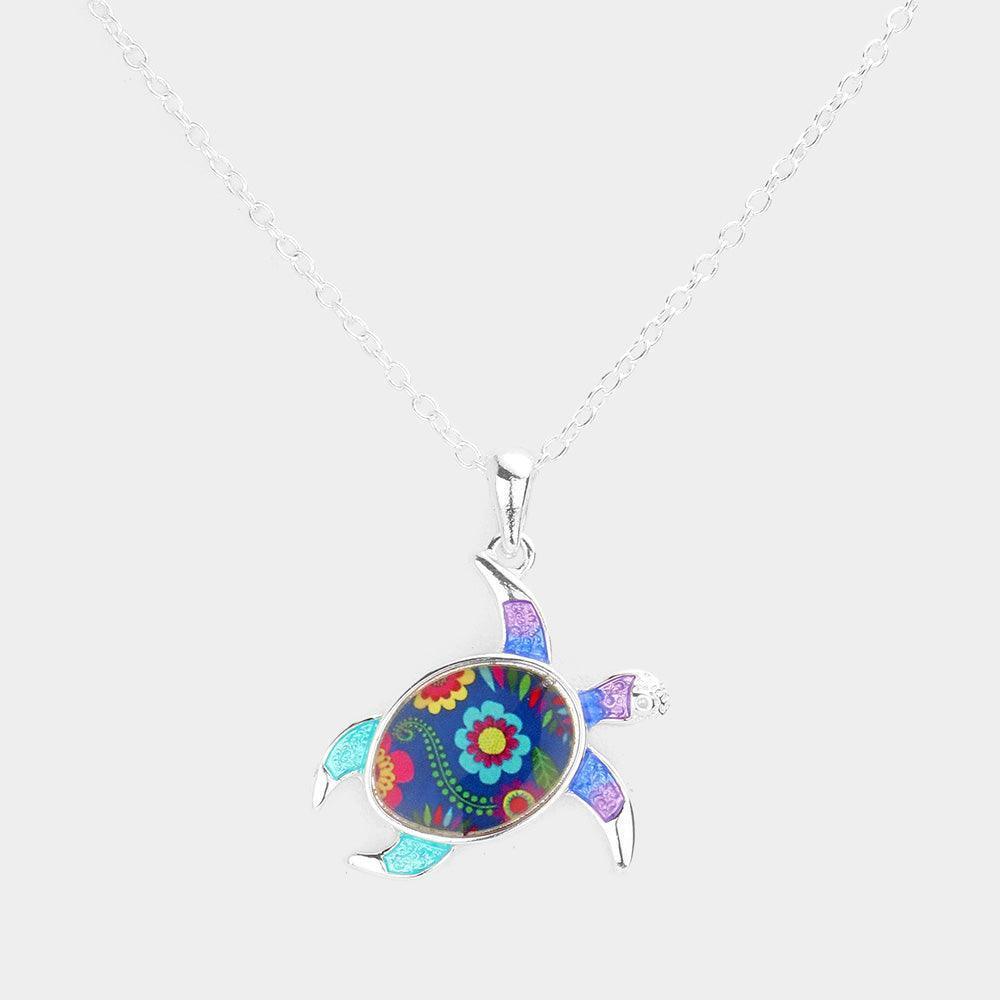 Patterned Turtle Pendant Necklace - Jewelry Store by Erik Rayo