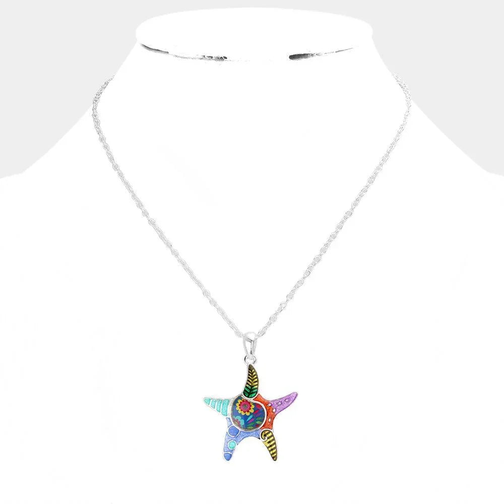 Patterned Starfish Pendant Necklace - Jewelry Store by Erik Rayo