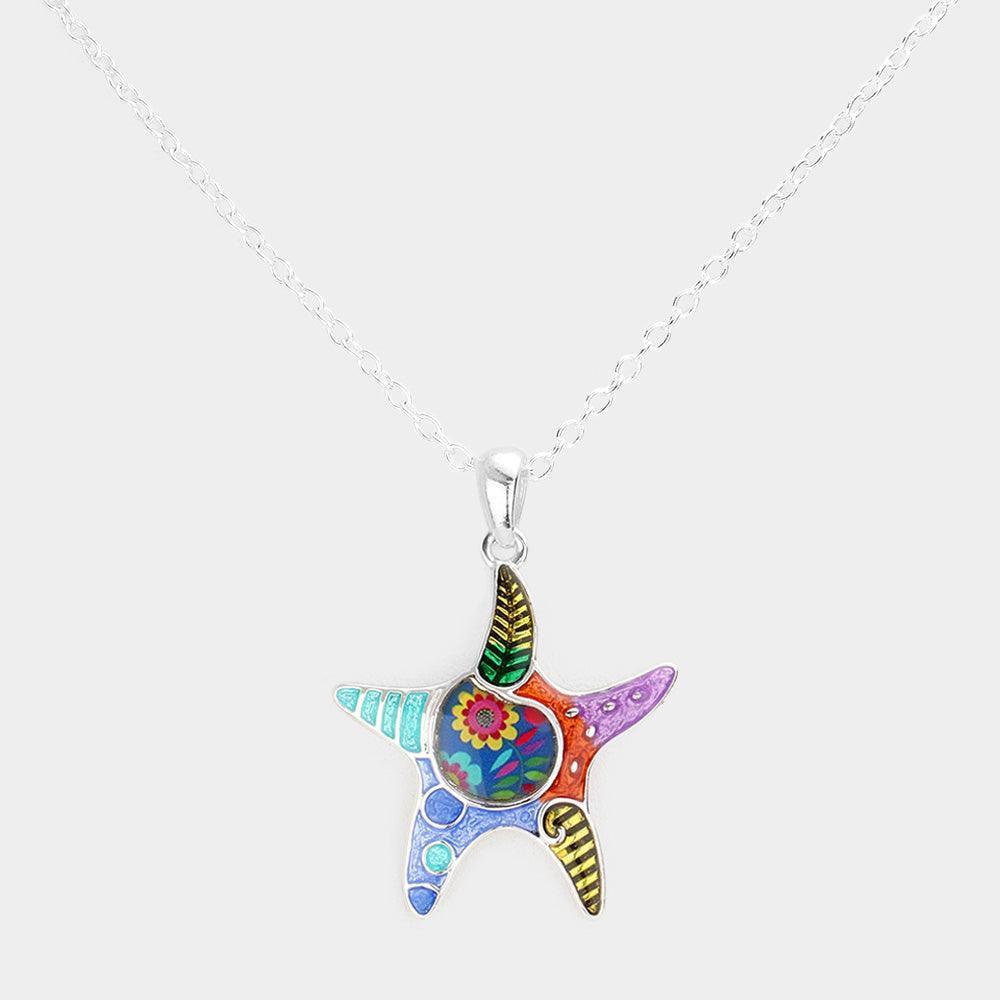 Patterned Starfish Pendant Necklace - Jewelry Store by Erik Rayo