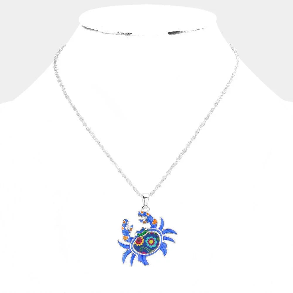 Patterned Crab Pendant Necklace - Jewelry Store by Erik Rayo