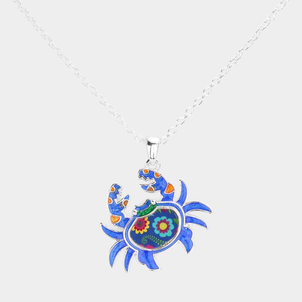 Patterned Crab Pendant Necklace - Jewelry Store by Erik Rayo