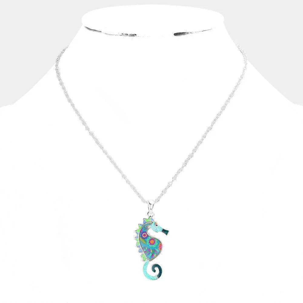 Patterned Seahorse Pendant Necklace - Jewelry Store by Erik Rayo