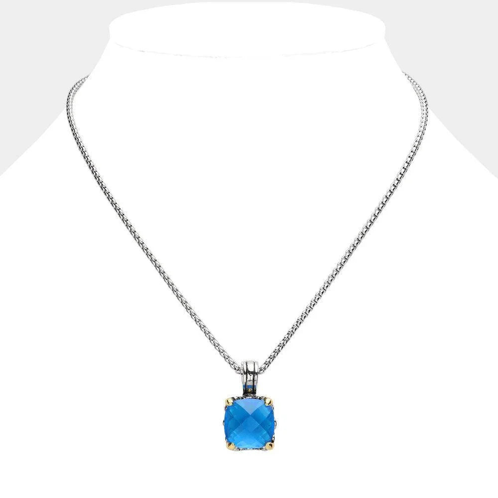 Square CZ Stone Cluster Pendant Necklace - Jewelry Store by Erik Rayo