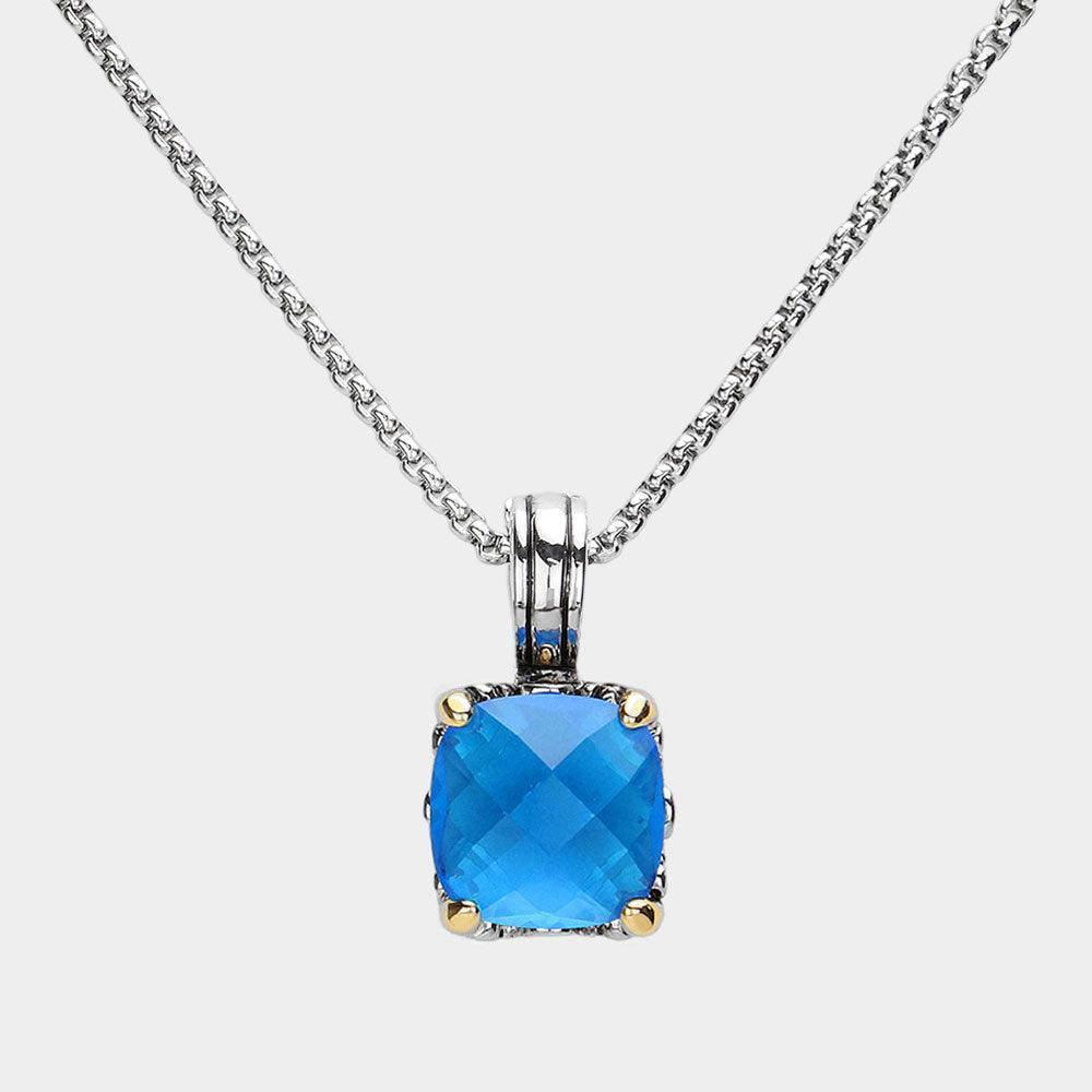 Square CZ Stone Cluster Pendant Necklace - Jewelry Store by Erik Rayo