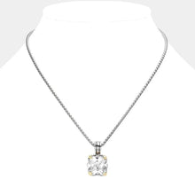 Load image into Gallery viewer, Clear Square CZ Stone Cluster Pendant Necklace
