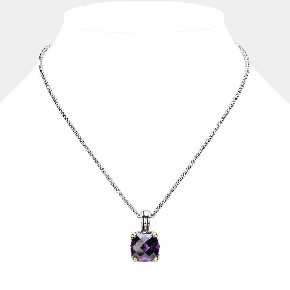 Square CZ Stone Cluster Pendant Necklace - Jewelry Store by Erik Rayo