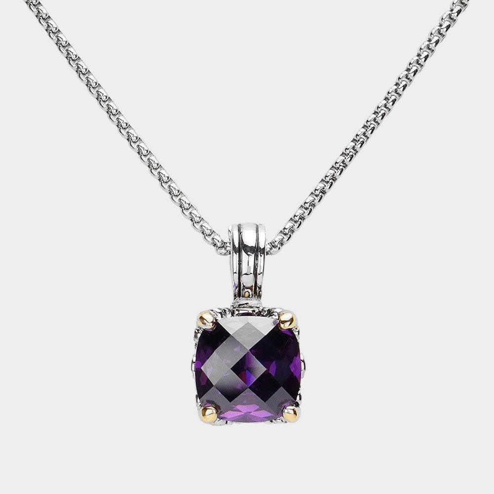 Square CZ Stone Cluster Pendant Necklace - Jewelry Store by Erik Rayo