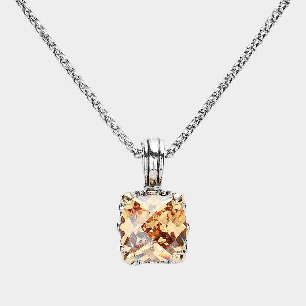 Square CZ Stone Cluster Pendant Necklace - Jewelry Store by Erik Rayo