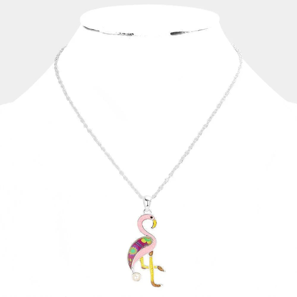 Patterned Flamingo Pendant Necklace - Jewelry Store by Erik Rayo