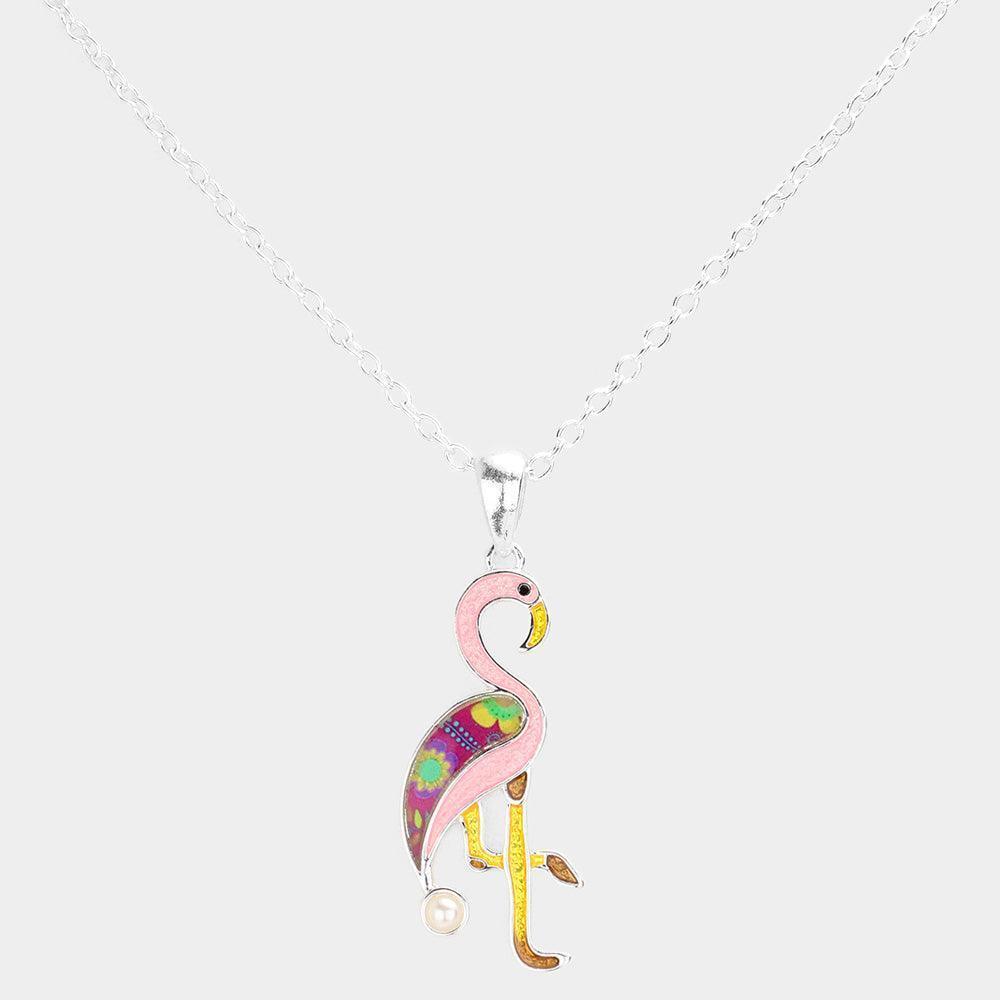 Patterned Flamingo Pendant Necklace - Jewelry Store by Erik Rayo
