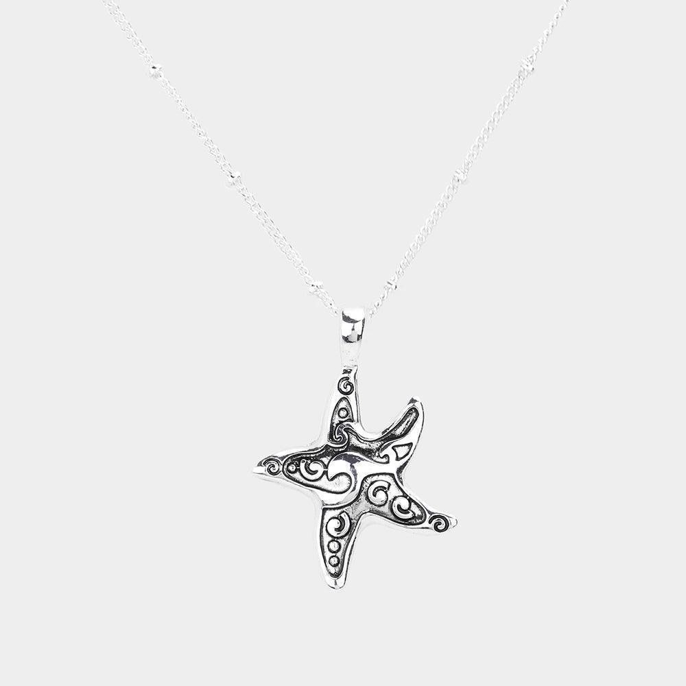 Silver Metal Starfish Pendant Necklace - Jewelry Store by Erik Rayo