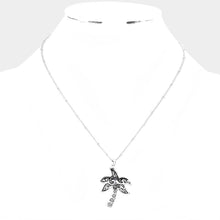 Load image into Gallery viewer, Silver Metal Palm Tree Pendant Necklace
