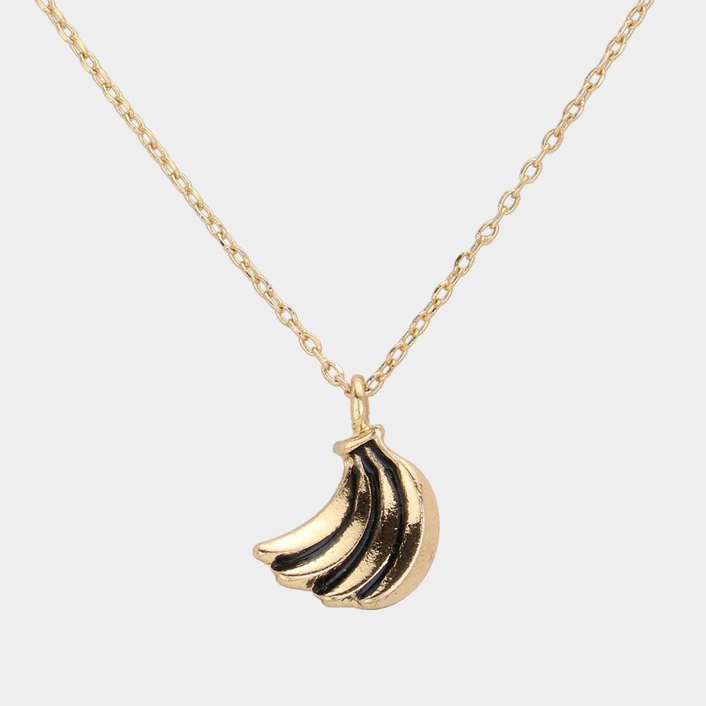 Gold Vintage Banana Metal Pendant Necklace - Jewelry Store by Erik Rayo