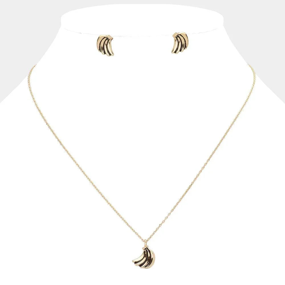 Gold Vintage Banana Metal Pendant Necklace - Jewelry Store by Erik Rayo