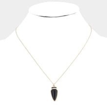 Load image into Gallery viewer, Black Semi Precious Stone Arrow Pendant Necklace
