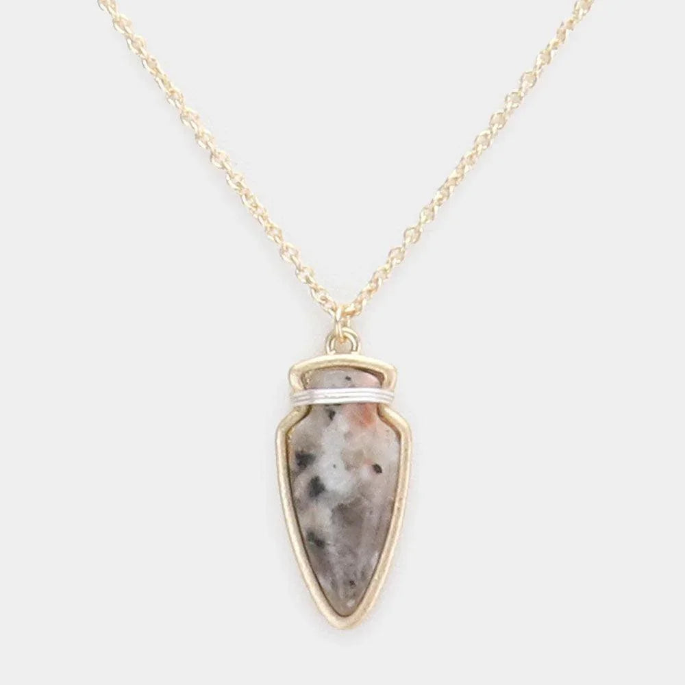 Semi Precious Stone Arrow Pendant Necklace - Jewelry Store by Erik Rayo