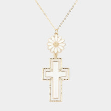 Load image into Gallery viewer, White Daisy Flower Cross Link Pendant Necklace
