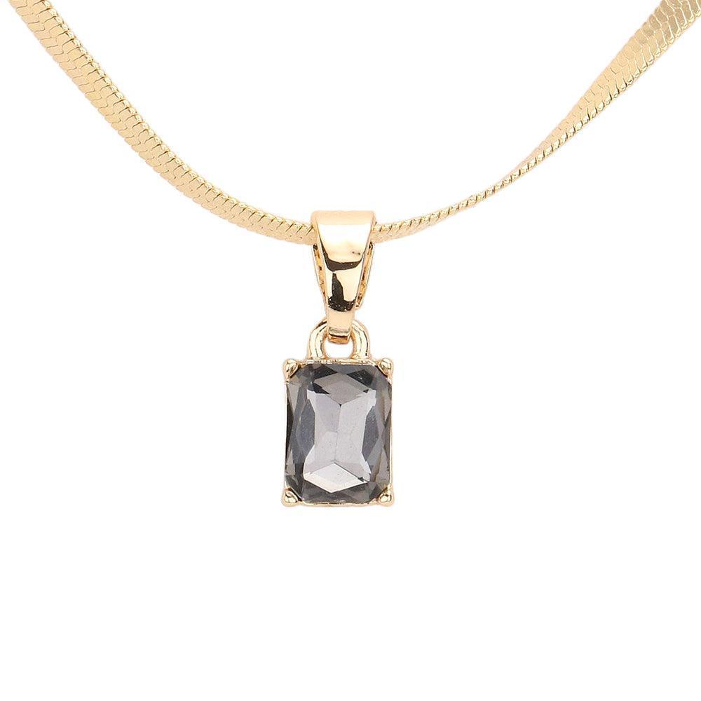 Black Emerald Cut Stone Pendant Necklace - Jewelry Store by Erik Rayo