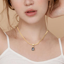 Load image into Gallery viewer, Black Emerald Cut Stone Pendant Necklace
