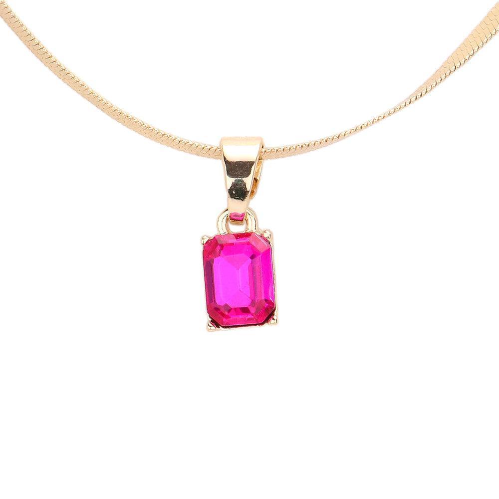 Red Emerald Cut Stone Pendant Necklace - Jewelry Store by Erik Rayo